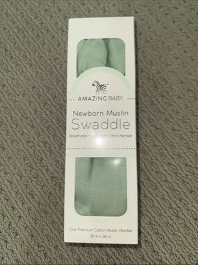 Amazing Baby Newborn Muslin Swaddle in Mint Green Premium Cotton Muslin Blanket